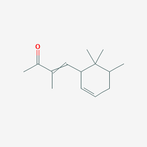 molecular formula C14H22O B14350047 3-Methyl-4-(5,6,6-trimethylcyclohex-2-en-1-yl)but-3-en-2-one CAS No. 92072-25-8