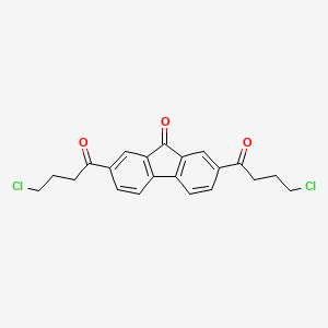 molecular formula C21H18Cl2O3 B14350090 2,7-Bis(4-chlorobutanoyl)-9H-fluoren-9-one CAS No. 90670-00-1