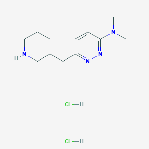 molecular formula C12H22Cl2N4 B1435016 N,N-二甲基-6-(哌啶-3-基甲基)吡啶-3-胺二盐酸盐 CAS No. 2108458-32-6