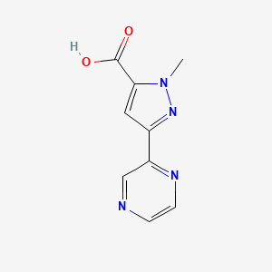 molecular formula C9H8N4O2 B1435065 1-methyl-3-(pyrazin-2-yl)-1H-pyrazole-5-carboxylic acid CAS No. 2091184-83-5