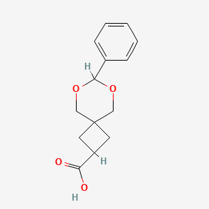 molecular formula C14H16O4 B1435069 7-苯基-6,8-二氧杂螺[3.5]壬烷-2-羧酸 CAS No. 1639838-84-8