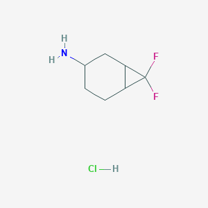 molecular formula C7H12ClF2N B1435083 7,7-二氟双环[4.1.0]庚烷-3-胺盐酸盐 CAS No. 1955493-70-5