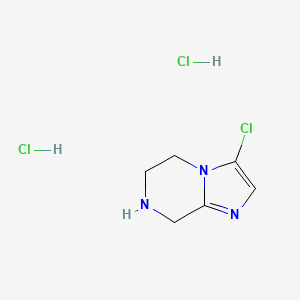 molecular formula C6H10Cl3N3 B1435104 3-氯-5H,6H,7H,8H-咪唑并[1,2-A]吡嗪二盐酸盐 CAS No. 2034154-09-9