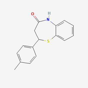 molecular formula C16H15NOS B14351222 2-(4-Methylphenyl)-2,3-dihydro-1,5-benzothiazepin-4(5H)-one CAS No. 92962-65-7