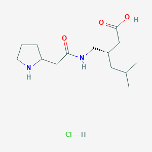 molecular formula C14H27ClN2O3 B1435130 (3S)-5-Methyl-3-{[2-(pyrrolidin-2-yl)acetamido]methyl}hexanoic acid hydrochloride CAS No. 1909301-35-4