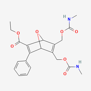 molecular formula C21H24N2O7 B14351411 Ethyl 5,6-bis{[(methylcarbamoyl)oxy]methyl}-3-phenyl-7-oxabicyclo[2.2.1]hepta-2,5-diene-2-carboxylate CAS No. 92885-39-7