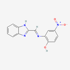 molecular formula C14H10N4O3 B14351552 (6E)-6-{[(1,3-Dihydro-2H-benzimidazol-2-ylidene)methyl]imino}-4-nitrocyclohexa-2,4-dien-1-one CAS No. 90429-73-5