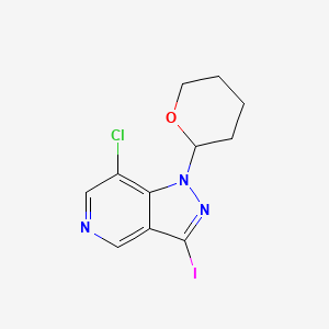 molecular formula C11H11ClIN3O B1435163 7-氯-3-碘-1-(四氢-2H-吡喃-2-基)-1H-吡唑并[4,3-c]吡啶 CAS No. 1416714-42-5