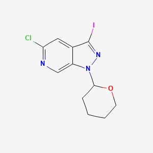 molecular formula C11H11ClIN3O B1435168 5-氯-3-碘-1-(四氢-2H-吡喃-2-基)-1H-吡唑并[3,4-c]吡啶 CAS No. 1416713-56-8