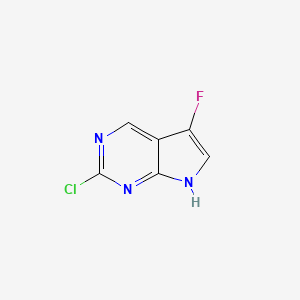 molecular formula C6H3ClFN3 B1435222 2-氯-5-氟-7H-吡咯并[2,3-d]嘧啶 CAS No. 1638768-28-1