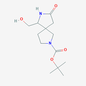 molecular formula C13H22N2O4 B1435227 叔丁基 6-(羟甲基)-8-氧代-2,7-二氮杂螺[4.4]壬烷-2-羧酸酯 CAS No. 1422344-27-1
