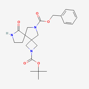 molecular formula C22H29N3O5 B1435228 2-叔丁基 11-苄基 6-氧代-2,7,11-三氮杂-二螺[3.0.4.3]十二烷-2,11-二羧酸酯 CAS No. 1445951-22-3
