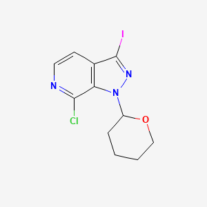 molecular formula C11H11ClIN3O B1435255 7-氯-3-碘-1-(四氢-2H-吡喃-2-基)-1H-吡唑并[3,4-c]吡啶 CAS No. 1416713-49-9