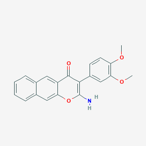 4H-Naphtho[2,3-b]pyran-4-one, 2-amino-3-(3,4-dimethoxyphenyl)-