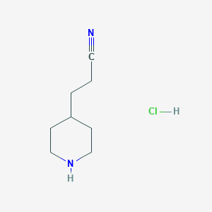molecular formula C8H15ClN2 B1435263 3-(哌啶-4-基)丙腈盐酸盐 CAS No. 1366180-13-3