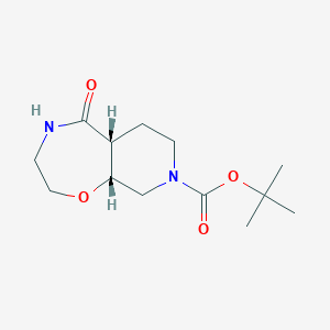 molecular formula C13H22N2O4 B1435274 外消旋-(5aR,9aR)-叔丁基 5-氧代八氢吡啶并[4,3-f][1,4]恶嗪-8(2H)-羧酸盐 CAS No. 1445951-28-9