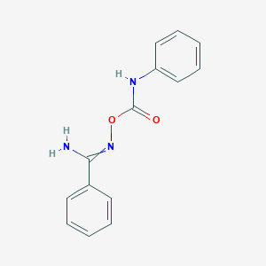 molecular formula C14H13N3O2 B14352858 Benzenecarboximidamide, N-[[(phenylamino)carbonyl]oxy]- CAS No. 93474-34-1