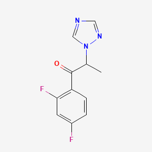 molecular formula C11H9F2N3O B14353297 1-(2,4-Difluorophenyl)-2-(1H-1,2,4-triazol-1-yl)propan-1-one CAS No. 94105-27-8