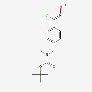 molecular formula C14H19ClN2O3 B1435340 氨基酸，N-[[4-[氯(羟亚氨基)甲基]苯基]甲基]-N-甲基-，1,1-二甲基乙酯 CAS No. 1428935-49-2