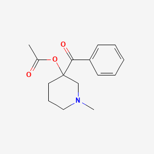 molecular formula C15H19NO3 B14353476 (3-Benzoyl-1-methylpiperidin-3-yl) acetate 