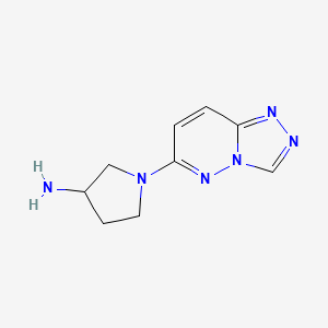 molecular formula C9H12N6 B1435386 1-{[1,2,4]三唑并[4,3-b]哒嗪-6-基}吡咯烷-3-胺 CAS No. 1523644-76-9