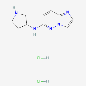 molecular formula C10H15Cl2N5 B1435405 N-{咪唑并[1,2-b]哒嗪-6-基}吡咯烷-3-胺二盐酸盐 CAS No. 1803590-64-8