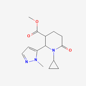 molecular formula C14H19N3O3 B1435407 methyl 1-cyclopropyl-2-(1-methyl-1H-pyrazol-5-yl)-6-oxopiperidine-3-carboxylate CAS No. 1803603-62-4