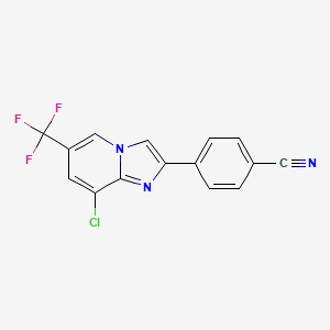 molecular formula C15H7ClF3N3 B1435422 4-[8-氯-6-(三氟甲基)咪唑并[1,2-a]吡啶-2-基]苯甲腈 CAS No. 1980053-72-2