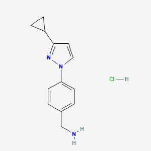 molecular formula C13H16ClN3 B1435444 [4-(3-环丙基-1H-吡唑-1-基)苯基]甲胺盐酸盐 CAS No. 1803585-91-2