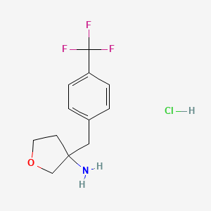 molecular formula C12H15ClF3NO B1435513 3-{[4-(三氟甲基)苯基]甲基}氧杂环戊烷-3-胺盐酸盐 CAS No. 1803604-11-6