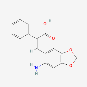 (Z)-3-(6-amino-1,3-benzodioxol-5-yl)-2-phenylprop-2-enoic acid