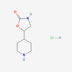 molecular formula C8H15ClN2O2 B1435541 盐酸 5-(哌啶-4-基)恶唑烷-2-酮 CAS No. 1881329-91-4