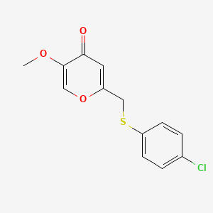 molecular formula C13H11ClO3S B1435543 2-(((4-氯苯基)硫代)甲基)-5-甲氧基-4H-吡喃-4-酮 CAS No. 100726-56-5