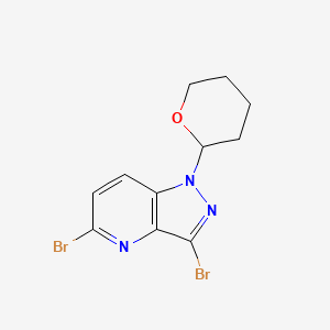 molecular formula C11H11Br2N3O B1435546 3,5-二溴-1-(四氢-2H-吡喃-2-基)-1H-吡唑并[4,3-b]吡啶 CAS No. 1416713-18-2