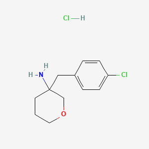 molecular formula C12H17Cl2NO B1435548 3-[(4-氯苯基)甲基]氧杂环-3-胺盐酸盐 CAS No. 1803607-73-9