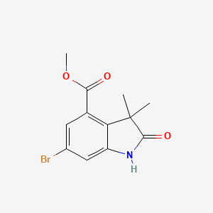 molecular formula C12H12BrNO3 B1435613 Methyl 6-bromo-3,3-dimethyl-2-oxo-2,3-dihydro-1H-indole-4-carboxylate CAS No. 1818847-76-5