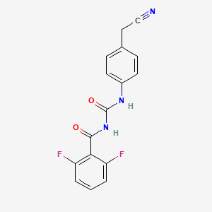 molecular formula C16H11F2N3O2 B14356486 Benzamide, N-(((4-(cyanomethyl)phenyl)amino)carbonyl)-2,6-difluoro- CAS No. 90593-85-4