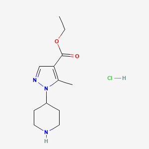 molecular formula C12H20ClN3O2 B1435660 5-甲基-1-(哌啶-4-基)-1H-吡唑-4-羧酸乙酯盐酸盐 CAS No. 1803593-01-2