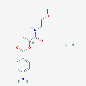 molecular formula C13H19ClN2O4 B1435672 1-[(2-Methoxyethyl)carbamoyl]ethyl 4-aminobenzoate hydrochloride CAS No. 1803604-91-2