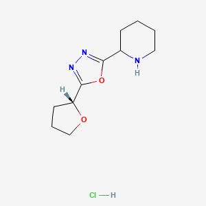 molecular formula C11H18ClN3O2 B1435673 2-{5-[(2R)-oxolan-2-yl]-1,3,4-oxadiazol-2-yl}piperidine hydrochloride CAS No. 1807885-09-1