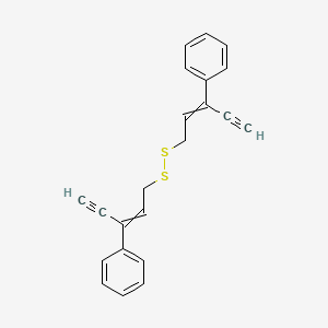 molecular formula C22H18S2 B14356774 1,1'-[Disulfanediyldi(pent-3-en-1-yne-5,3-diyl)]dibenzene CAS No. 90690-57-6