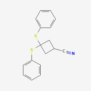 3,3-Bis(phenylsulfanyl)cyclobutane-1-carbonitrile