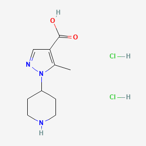 molecular formula C10H17Cl2N3O2 B1435684 二盐酸 5-甲基-1-(哌啶-4-基)-1H-吡唑-4-羧酸 CAS No. 1803567-45-4