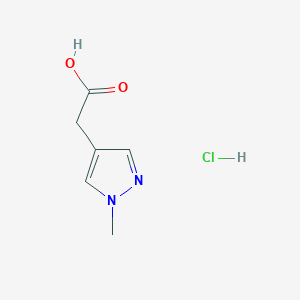 molecular formula C6H9ClN2O2 B1435735 2-(1-methyl-1H-pyrazol-4-yl)acetic acid hydrochloride CAS No. 2097863-77-7