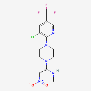 molecular formula C13H15ClF3N5O2 B1435736 (1-{4-[3-氯-5-(三氟甲基)吡啶-2-基]哌嗪-1-基}-2-硝基乙烯基)(甲基)胺 CAS No. 1823194-64-4