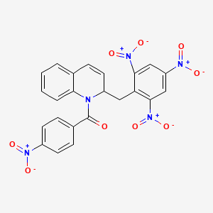 molecular formula C23H15N5O9 B14357541 (4-Nitrophenyl){2-[(2,4,6-trinitrophenyl)methyl]quinolin-1(2H)-yl}methanone CAS No. 94169-90-1