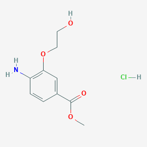 molecular formula C10H14ClNO4 B1435796 Methyl 4-amino-3-(2-hydroxyethoxy)benzoate hydrochloride CAS No. 2060007-27-2