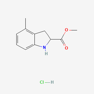 molecular formula C11H14ClNO2 B1435823 methyl 4-methyl-2,3-dihydro-1H-indole-2-carboxylate hydrochloride CAS No. 2059937-57-2