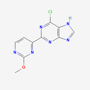 molecular formula C10H7ClN6O B14358675 6-chloro-2-(2-methoxypyrimidin-4-yl)-7H-purine CAS No. 90185-62-9