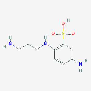 molecular formula C9H15N3O3S B14358770 5-Amino-2-[(3-aminopropyl)amino]benzene-1-sulfonic acid CAS No. 90352-70-8